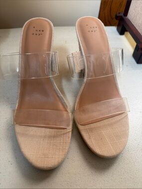 a new day Nude Clear-Strap Slide Mules